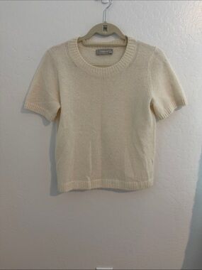 Everlane Cream Short Sleeve Crewneck Sweater